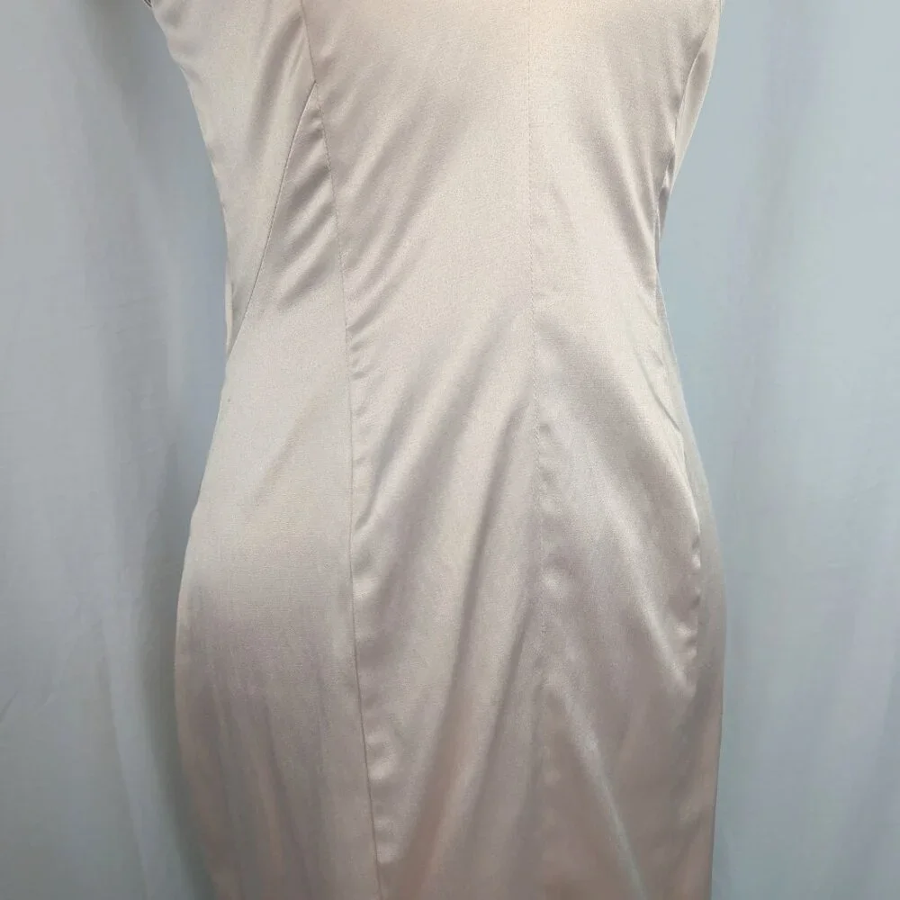 Black Halo Champagne Dress 6 Sheath Satin - Picture 3 of 12